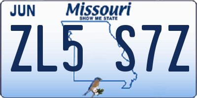 MO license plate ZL5S7Z