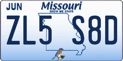 MO license plate ZL5S8D