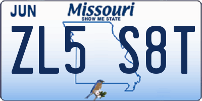 MO license plate ZL5S8T