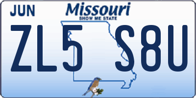 MO license plate ZL5S8U