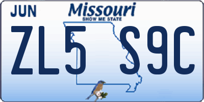 MO license plate ZL5S9C