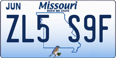 MO license plate ZL5S9F