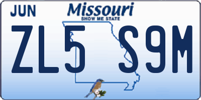MO license plate ZL5S9M