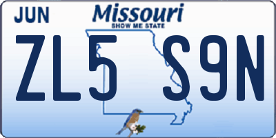 MO license plate ZL5S9N