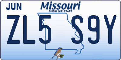 MO license plate ZL5S9Y