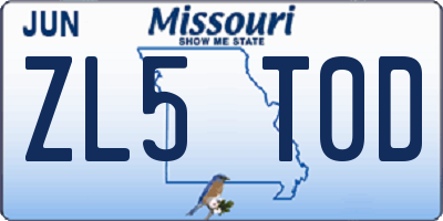 MO license plate ZL5T0D