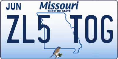 MO license plate ZL5T0G