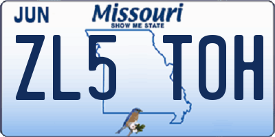 MO license plate ZL5T0H