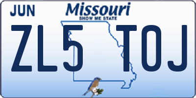 MO license plate ZL5T0J