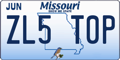 MO license plate ZL5T0P