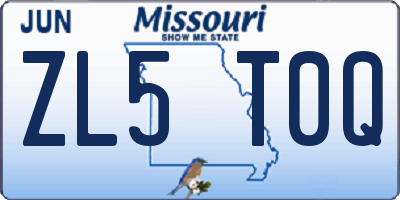 MO license plate ZL5T0Q