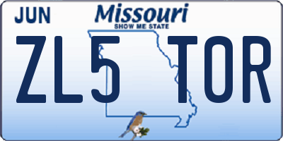 MO license plate ZL5T0R