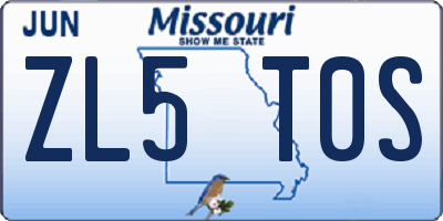 MO license plate ZL5T0S