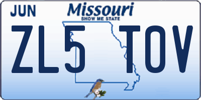 MO license plate ZL5T0V