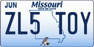 MO license plate ZL5T0Y