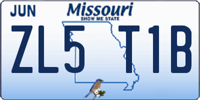MO license plate ZL5T1B
