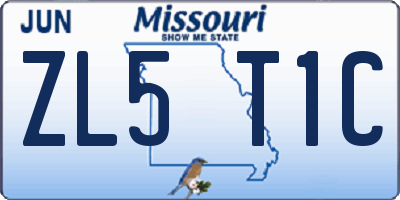 MO license plate ZL5T1C