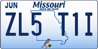 MO license plate ZL5T1I