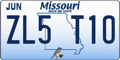 MO license plate ZL5T1O