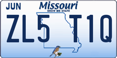 MO license plate ZL5T1Q