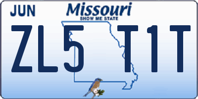 MO license plate ZL5T1T