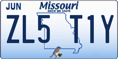 MO license plate ZL5T1Y