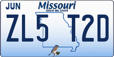 MO license plate ZL5T2D