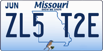 MO license plate ZL5T2E