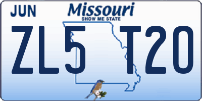 MO license plate ZL5T2O