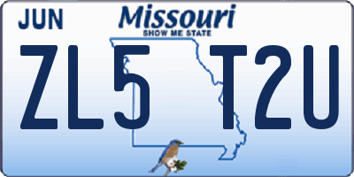 MO license plate ZL5T2U