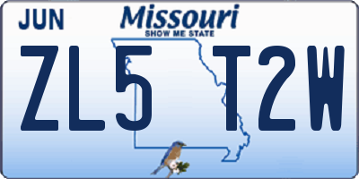 MO license plate ZL5T2W