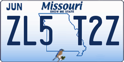 MO license plate ZL5T2Z