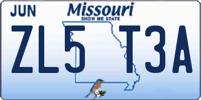 MO license plate ZL5T3A