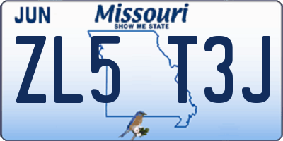 MO license plate ZL5T3J