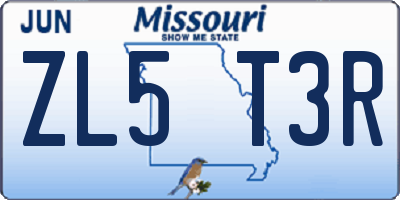 MO license plate ZL5T3R