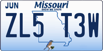 MO license plate ZL5T3W