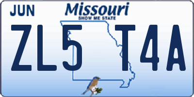 MO license plate ZL5T4A