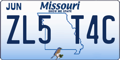 MO license plate ZL5T4C