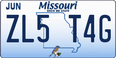 MO license plate ZL5T4G