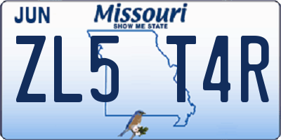 MO license plate ZL5T4R