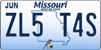 MO license plate ZL5T4S