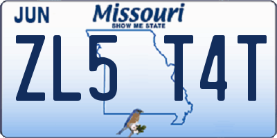 MO license plate ZL5T4T