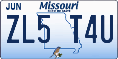 MO license plate ZL5T4U