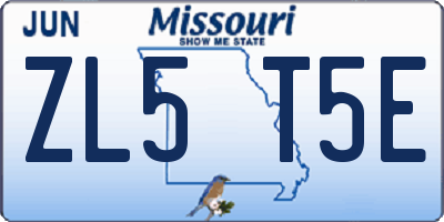 MO license plate ZL5T5E
