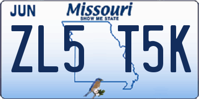 MO license plate ZL5T5K