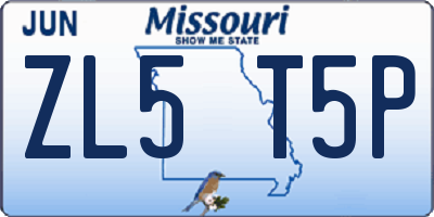 MO license plate ZL5T5P