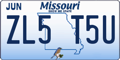 MO license plate ZL5T5U