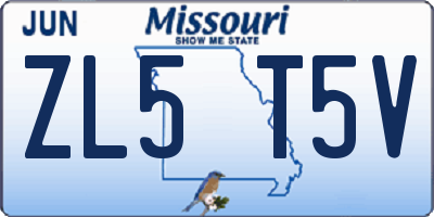 MO license plate ZL5T5V