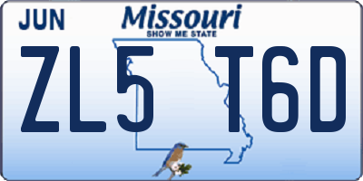 MO license plate ZL5T6D