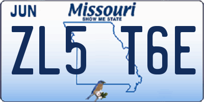 MO license plate ZL5T6E